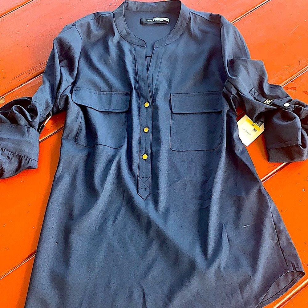 Ivanka Trump navy button dress shirt